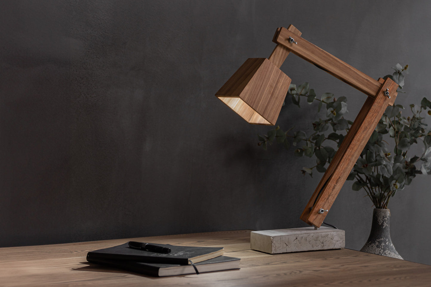Timber & concrete desk lamp