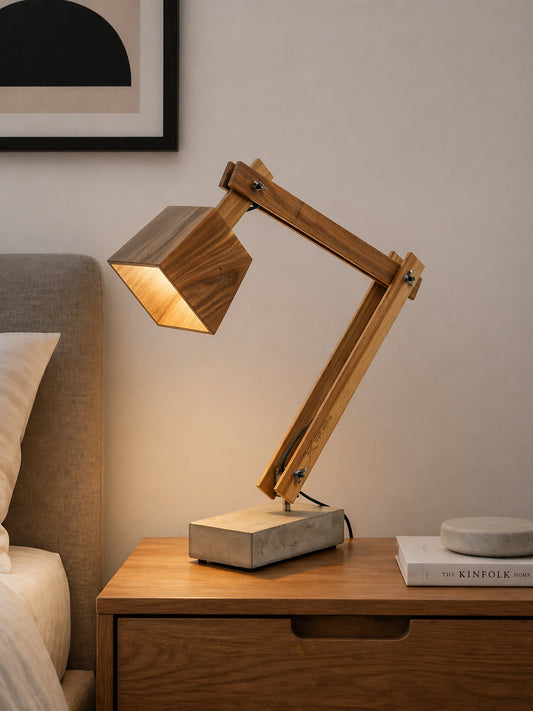Timber & concrete desk lamp