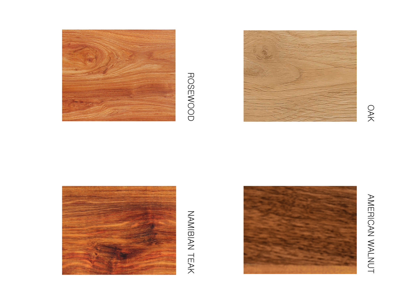 Available timber options for the Cantilever Coffee Table