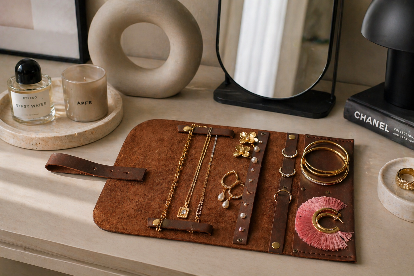 Major Jane genuine leather jewellery roll