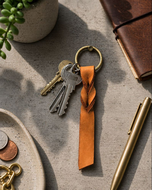 Genuine leather twistee key ring