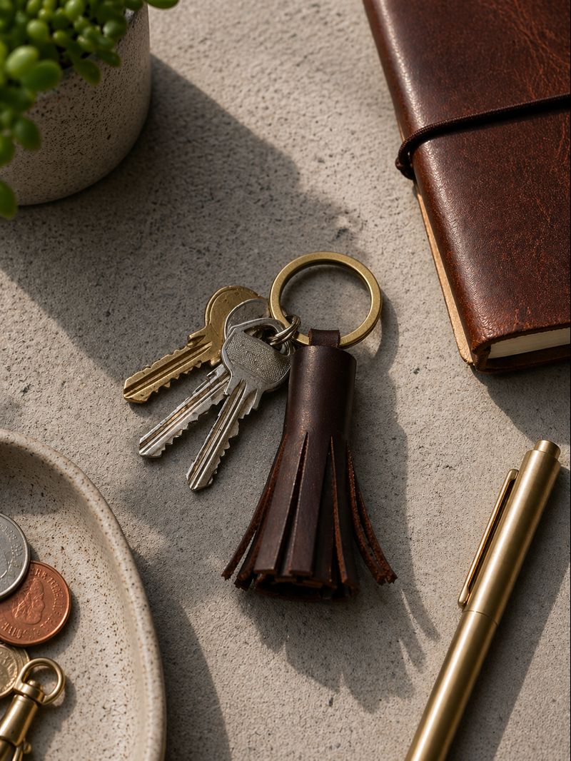 Genuine leather octo key ring