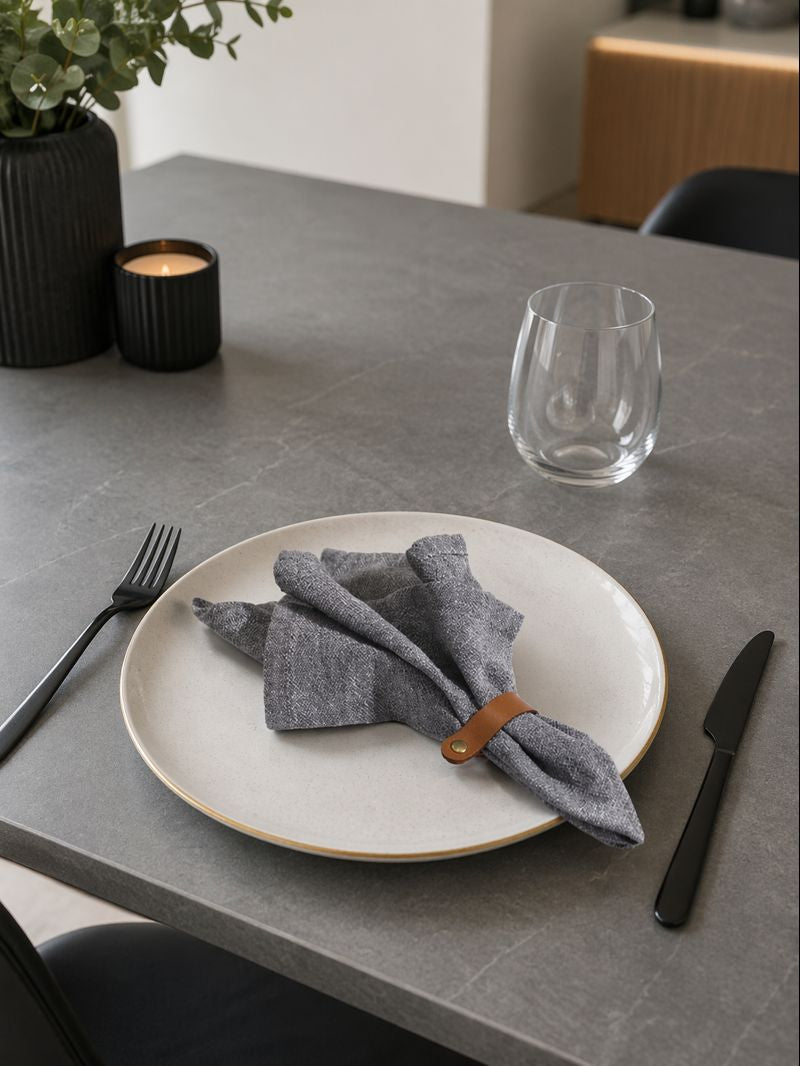 Genuine leather napkin & candle holder