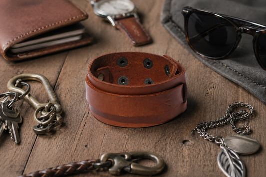 Genuine leather wide wrist strap