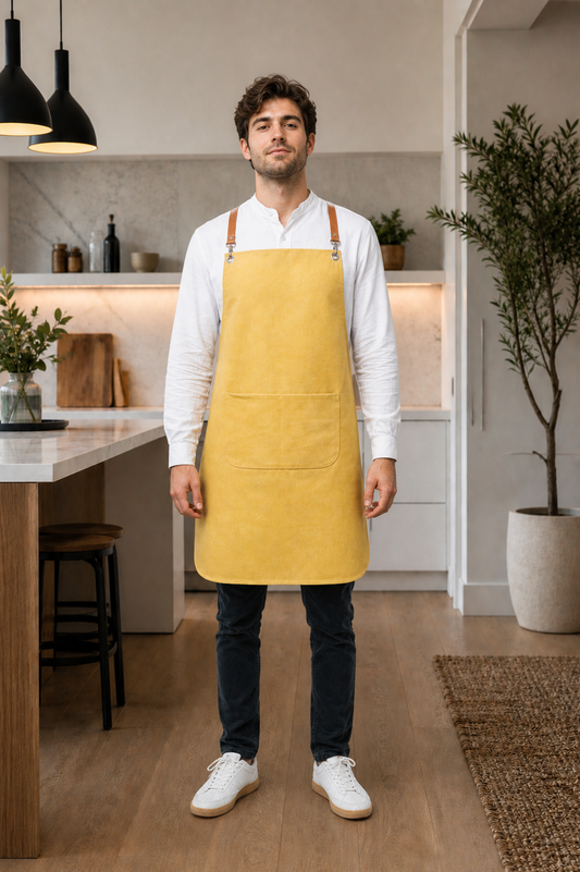 Heavy duty cotton canvas & genuine leather  apron