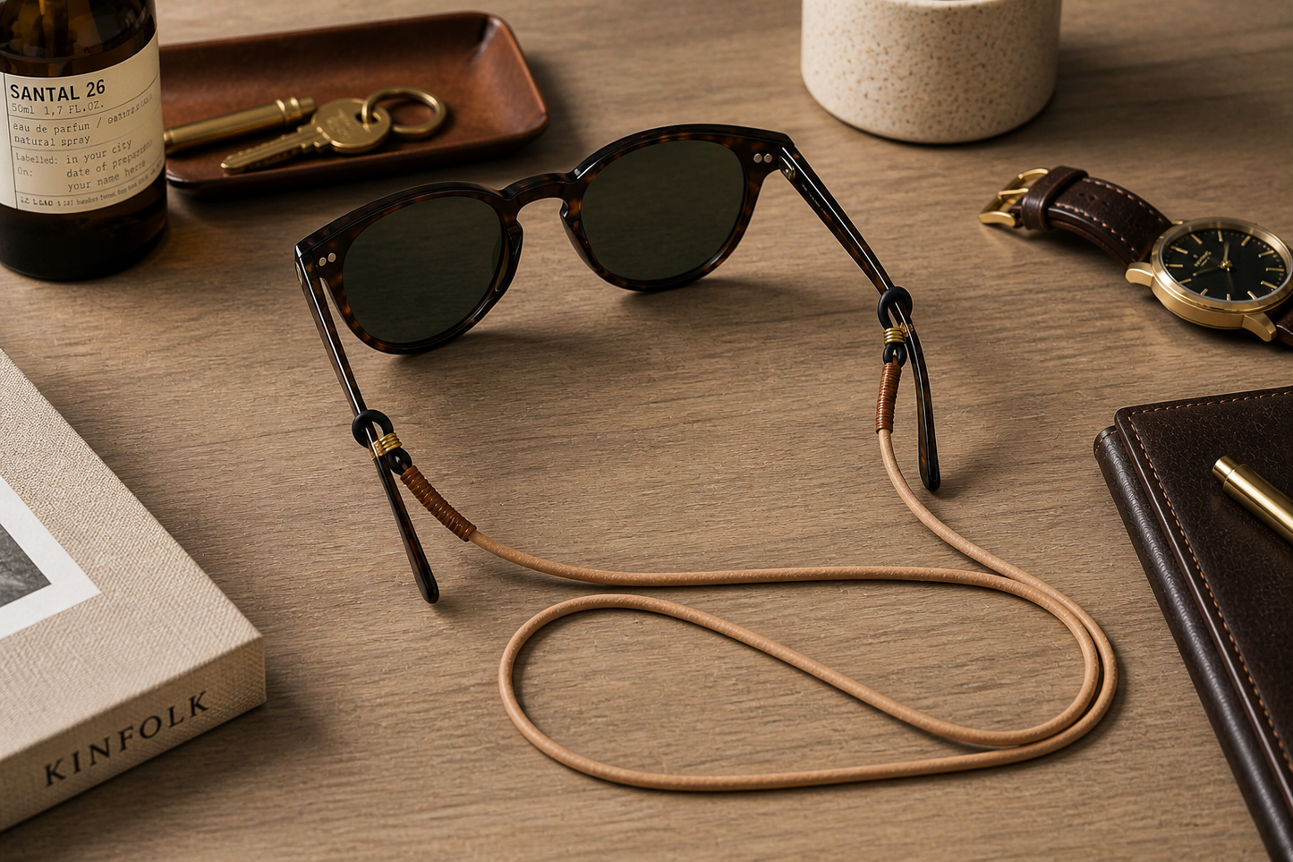 Genuine leather minimalist spectacle strap
