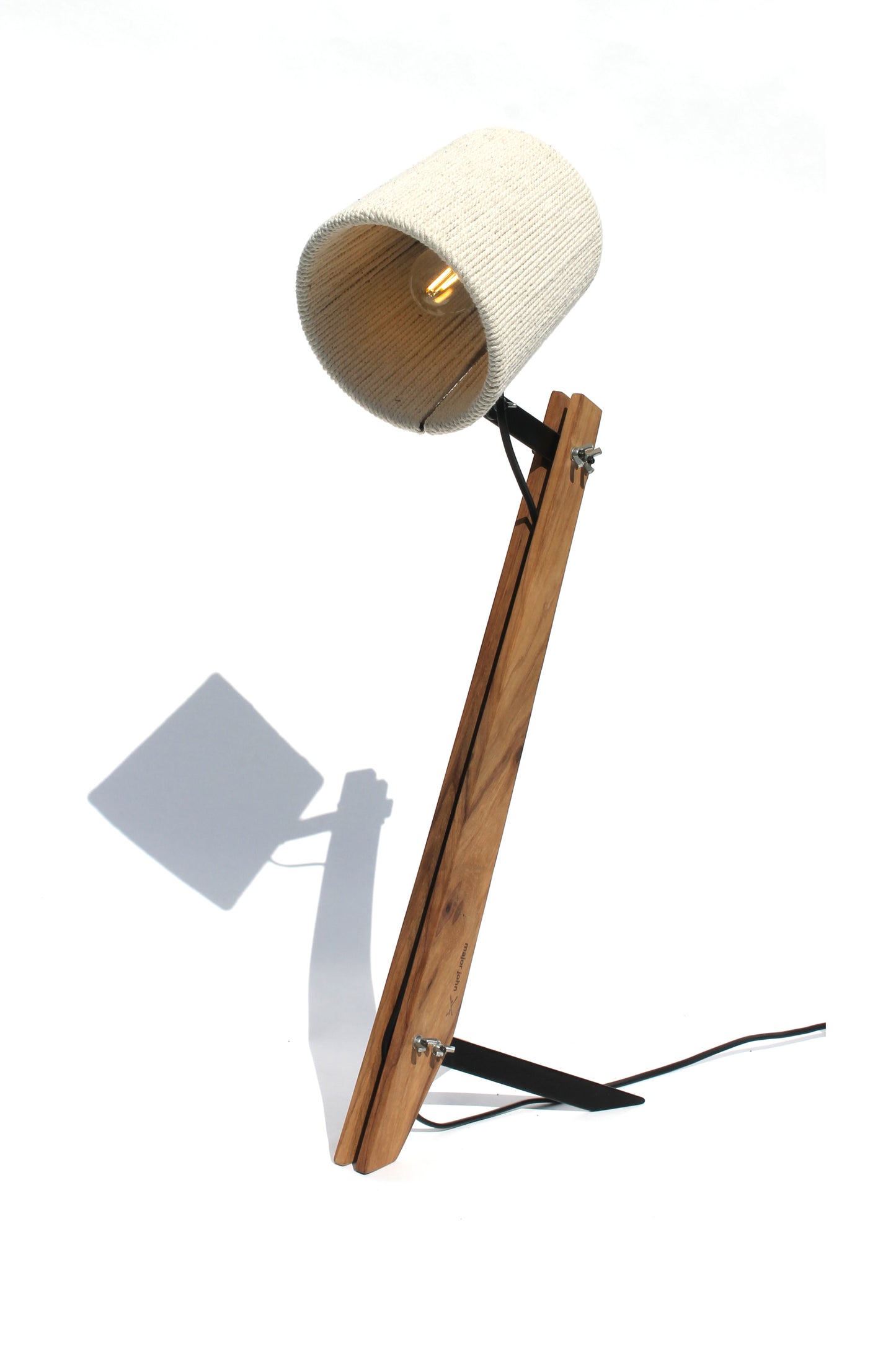 Namibian Teak Industrial Desk Lamp front view on a white background