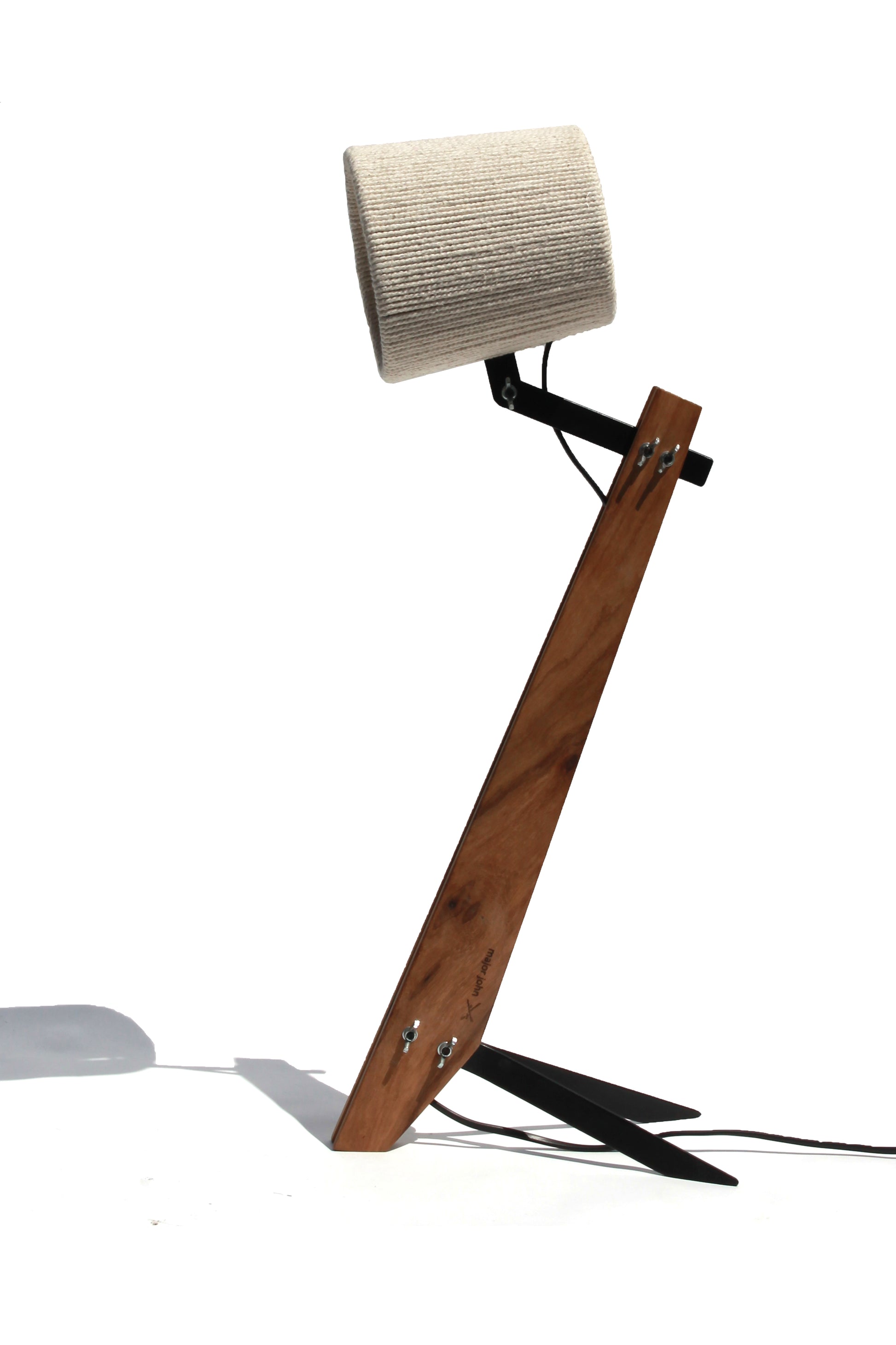 Namibian Teak Industrial Desk Lamp with adjustable shade in highest position