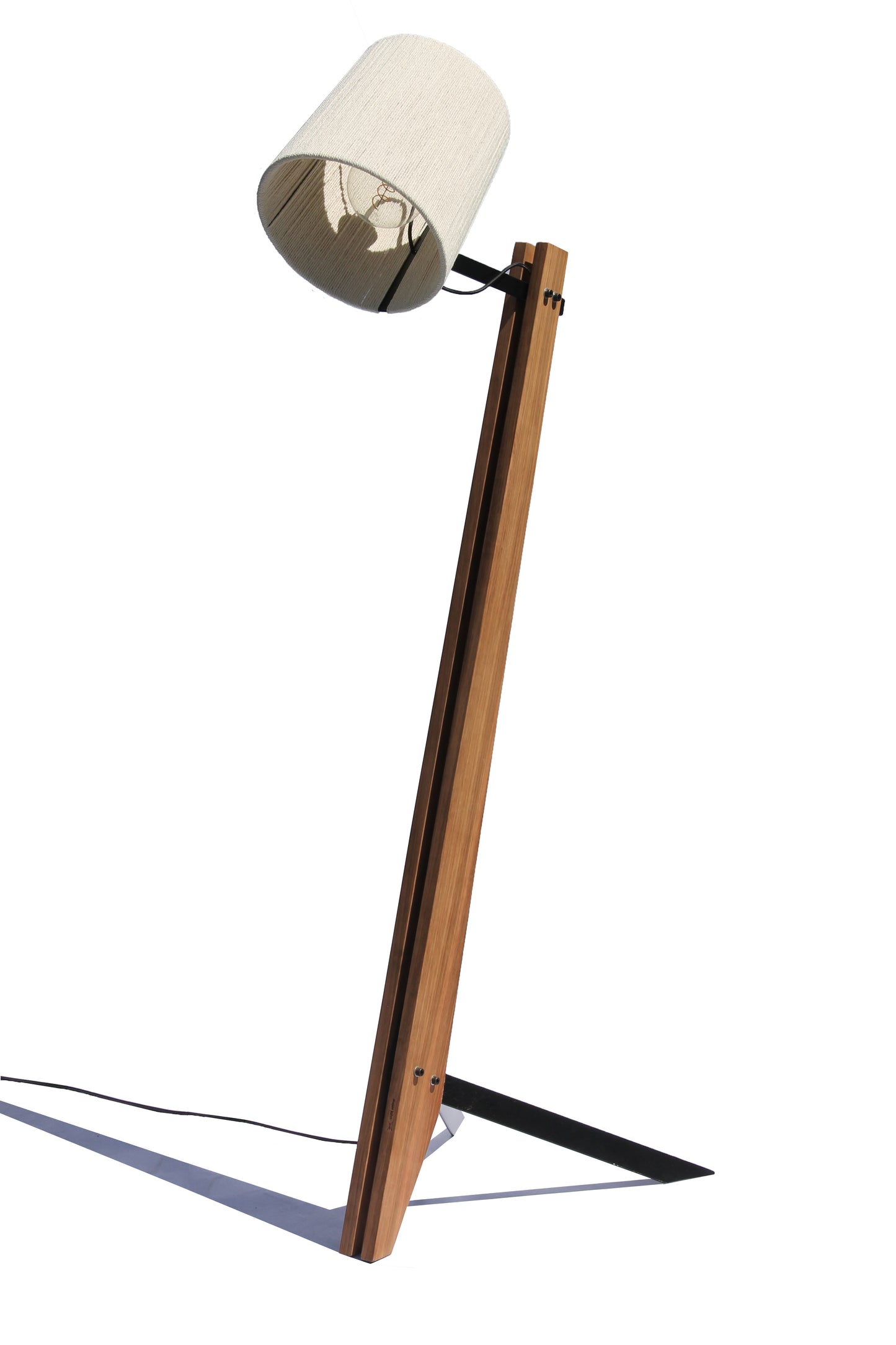Namibian Teak Industrial Floor Lamp side view on a white background