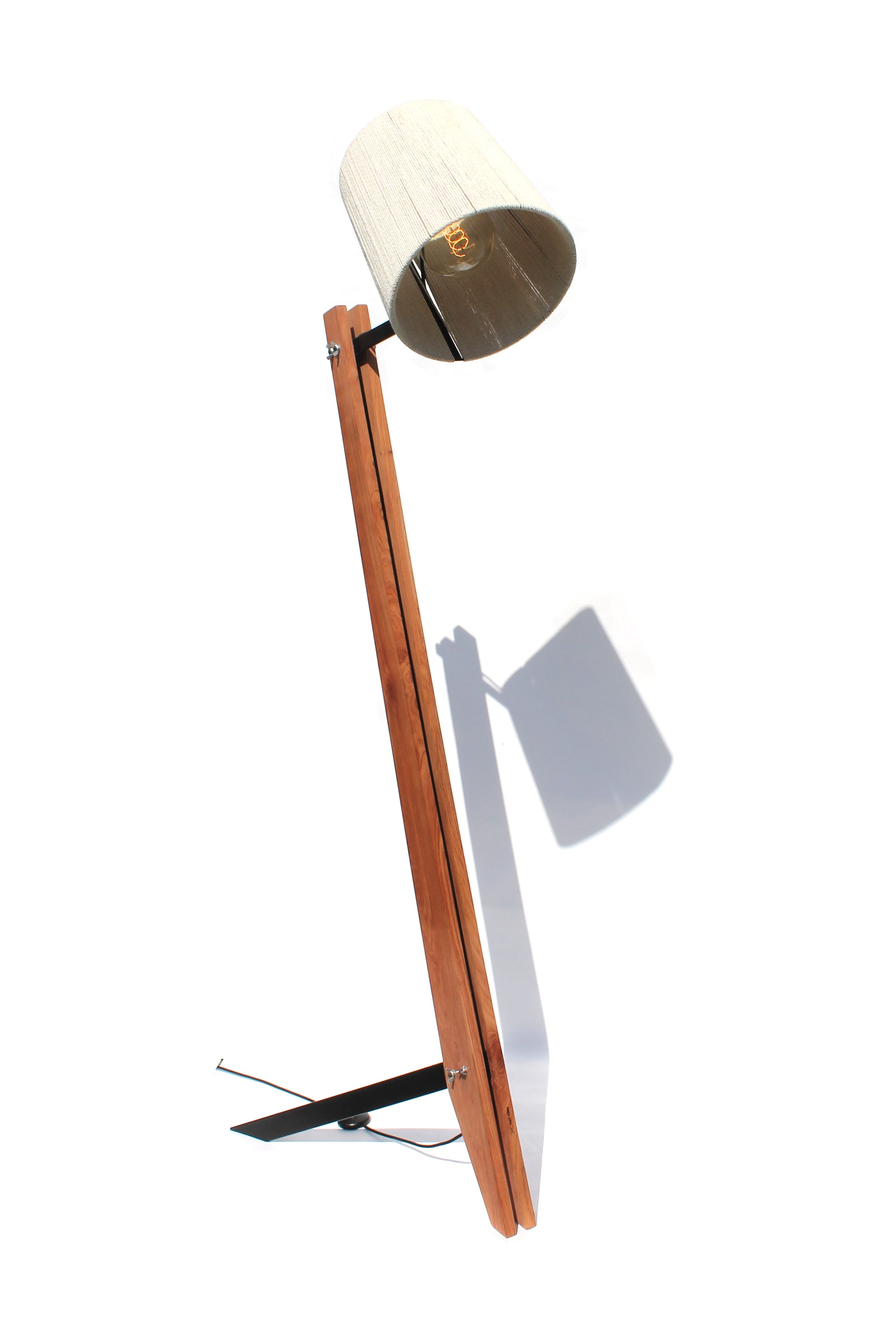 Rosewood Industrial Floor Lamp side view on a white background