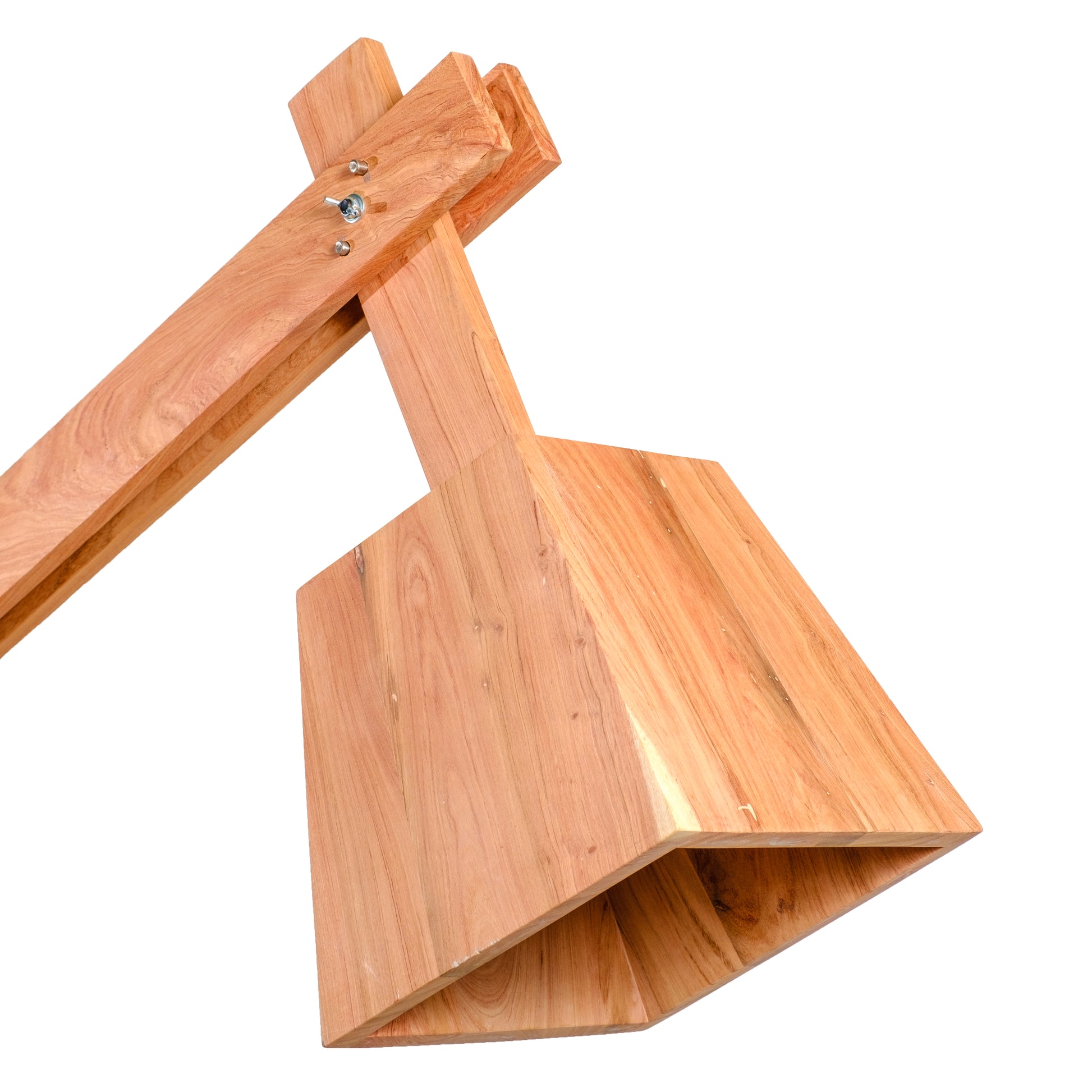 Close-up of the Rosewood Timber and Concrete Floor Lamp shade and timber detail