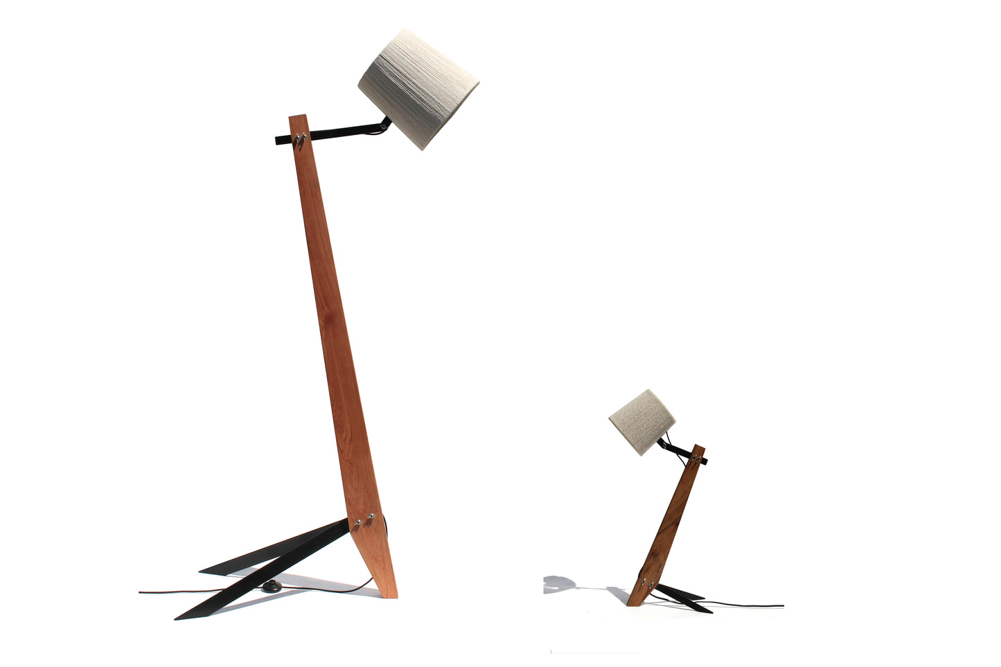Comparison of Rosewood and Namibian Teak Industrial Floor And Desk  Lamps