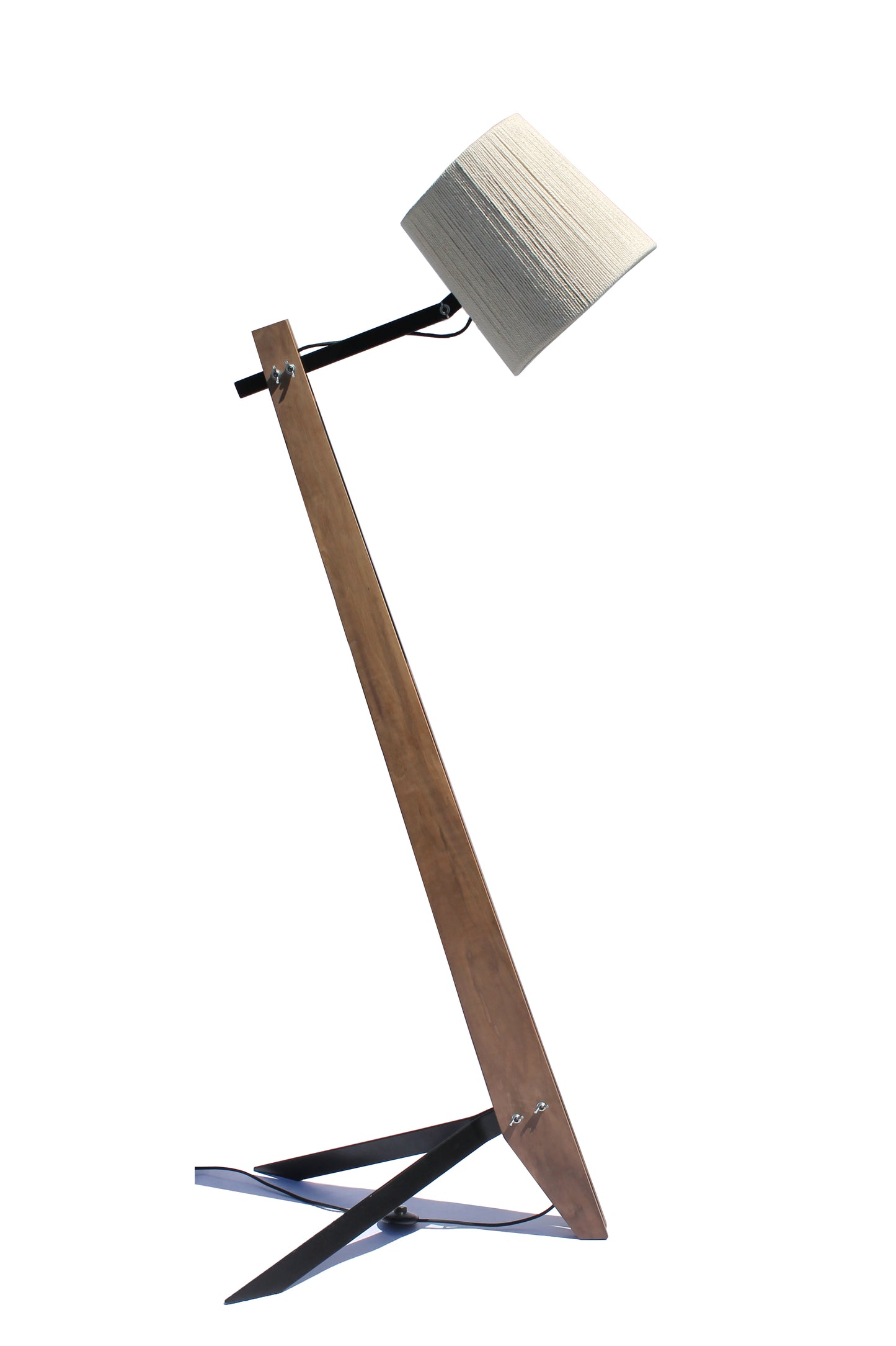 Walnut Industrial Floor Lamp front view on a white background