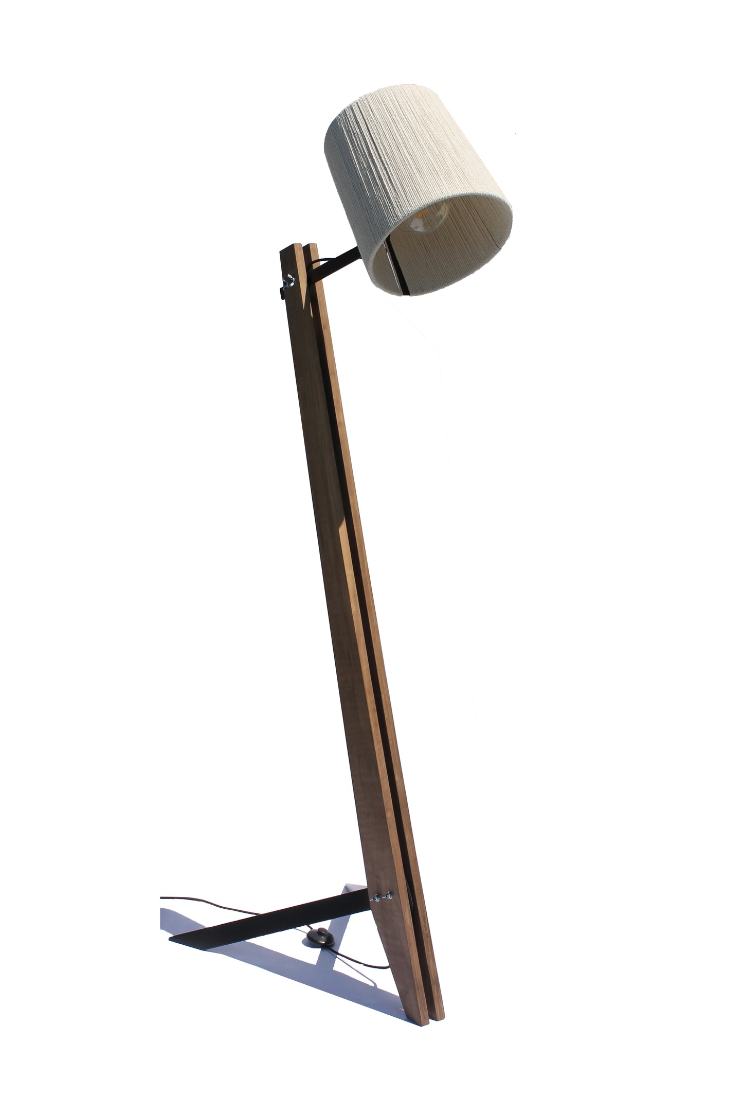 Walnut Industrial Floor Lamp side view on a white background