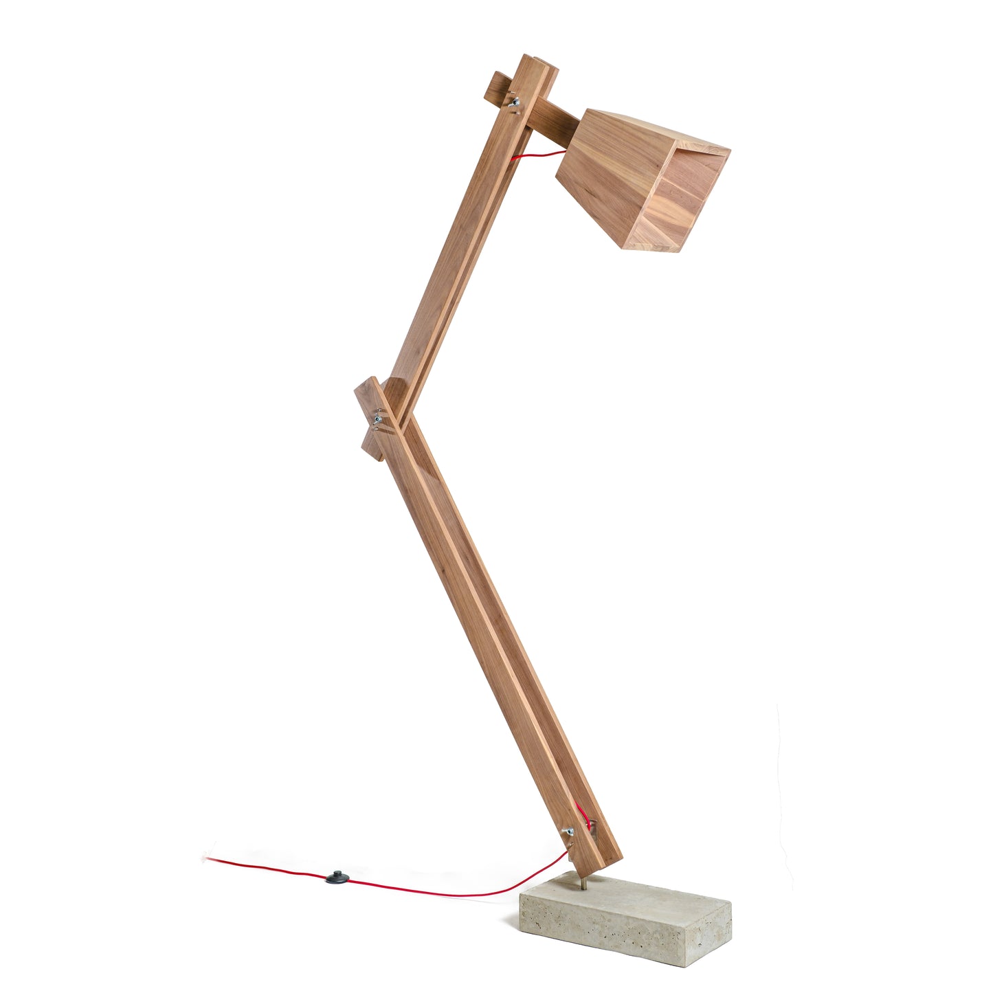 Walnut Timber and Concrete Floor Lamp on a white background